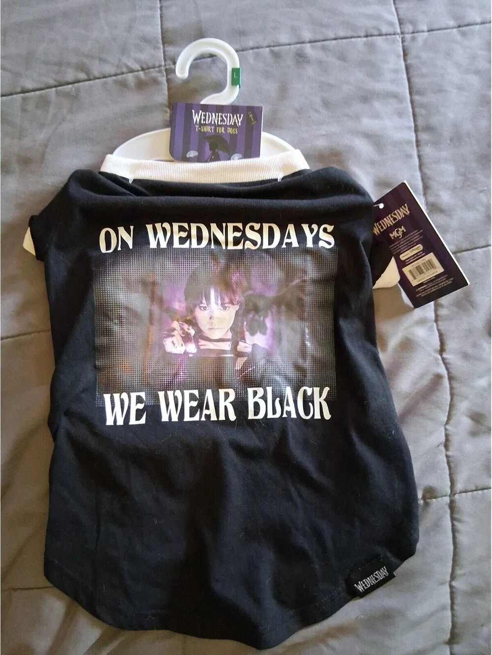 Wednesday Netflix We Wear Black Shirt Size Large Halloween Pet Outfit Costume